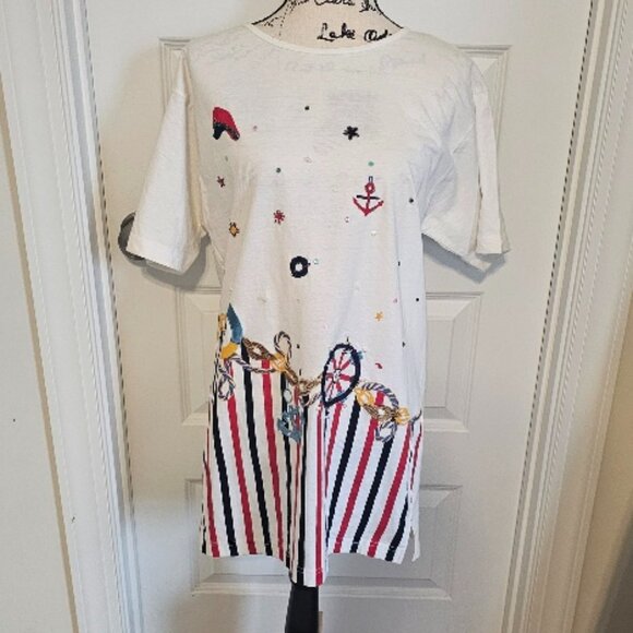 NWT Sail Away Size Large Sailing Cruise Ocean Sea Blouse Top Tunic Shirt - Picture 1 of 8